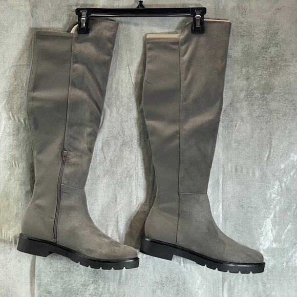 NINE WEST Women's Charcoal Tread Lug Sole Block-Heel Over-The-Knee Boots SZ 9.5 - Picture 1 of 12